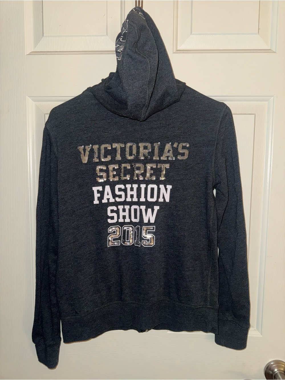 Victoria's Secret Black Fashion Show 2015 Sequined Logo Hoodie